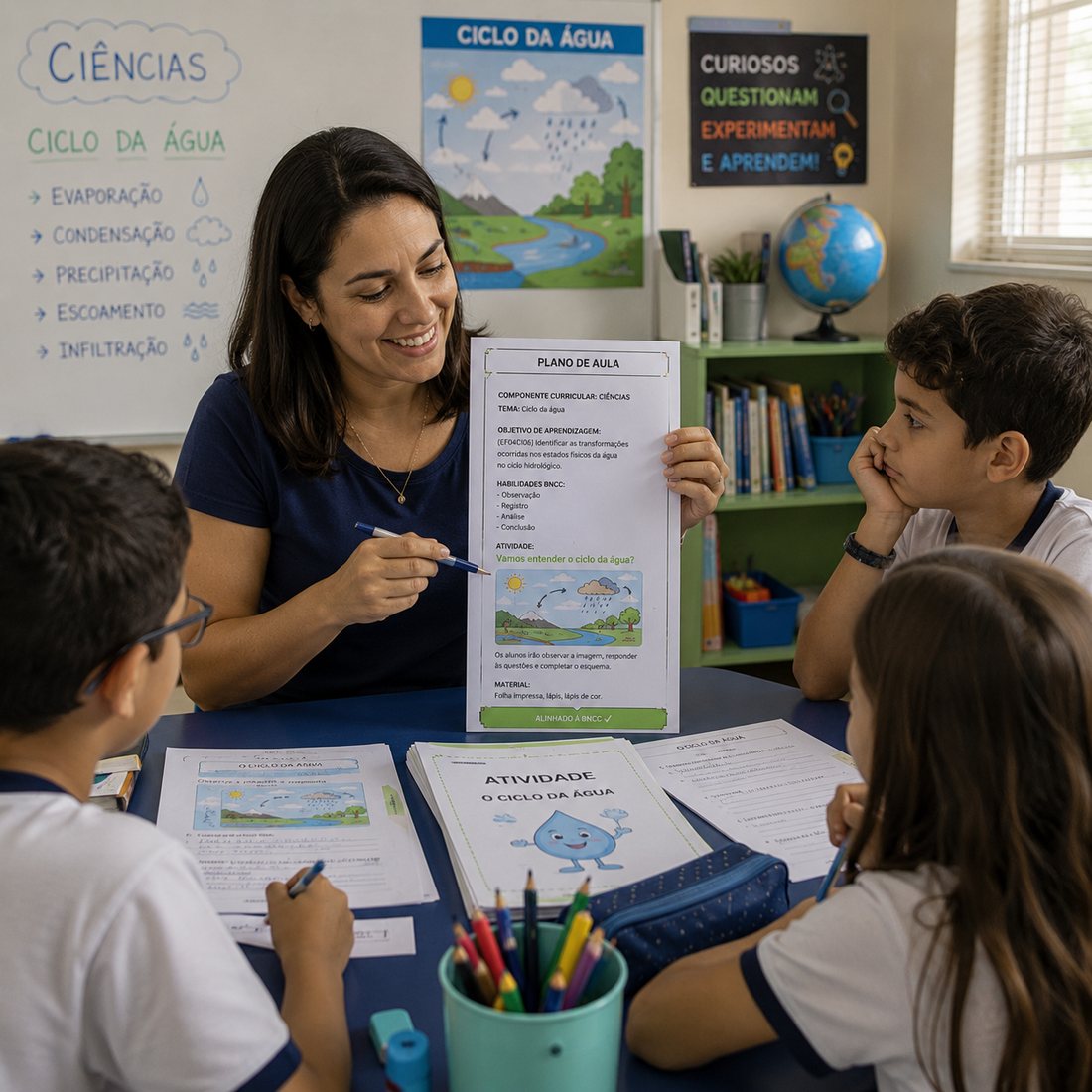 Aula de ciências sobre o ciclo da água